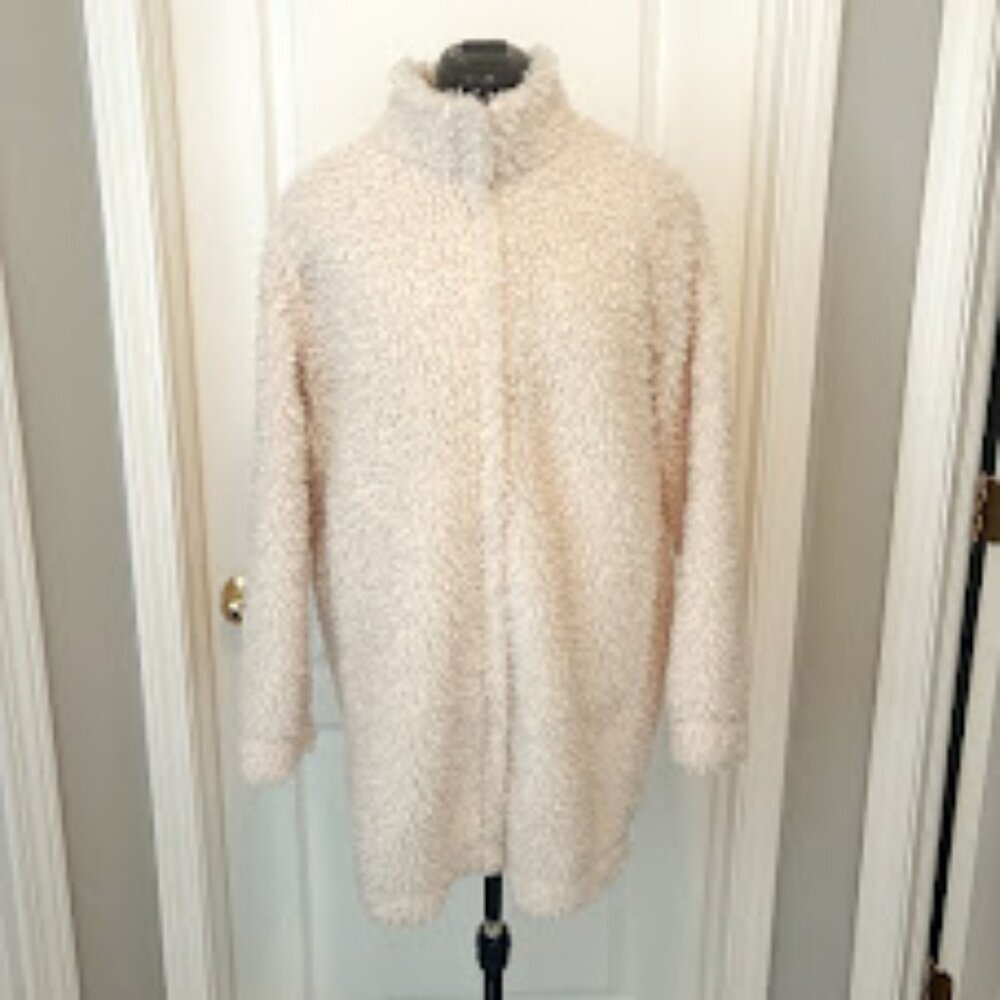 Banana Republic Factory Sherpa Fleece Teddy Fuzzy Full Zip Pocket Lined Coat